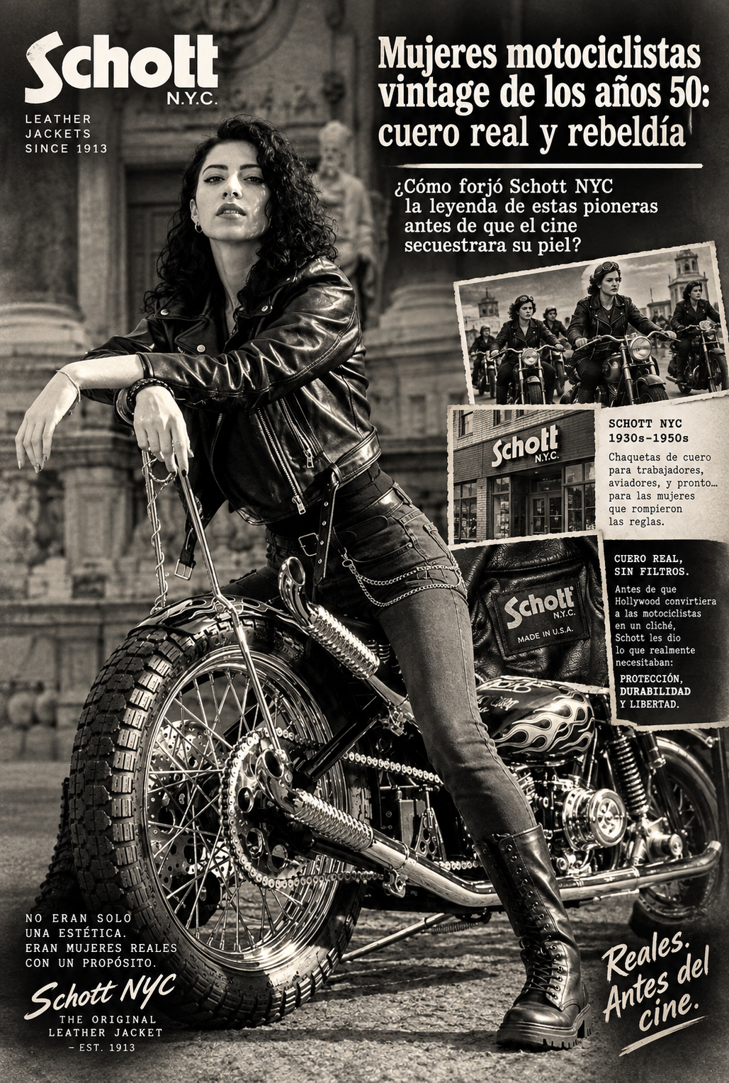 Mujeres motociclistas vintage de los años 50: cuero real y rebeldía 1